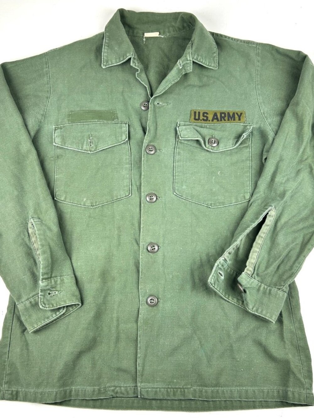 Vintage US Army OG-107 Utility Shirt 15.5x33 OG107 Sateen 1969 Foster Industries
